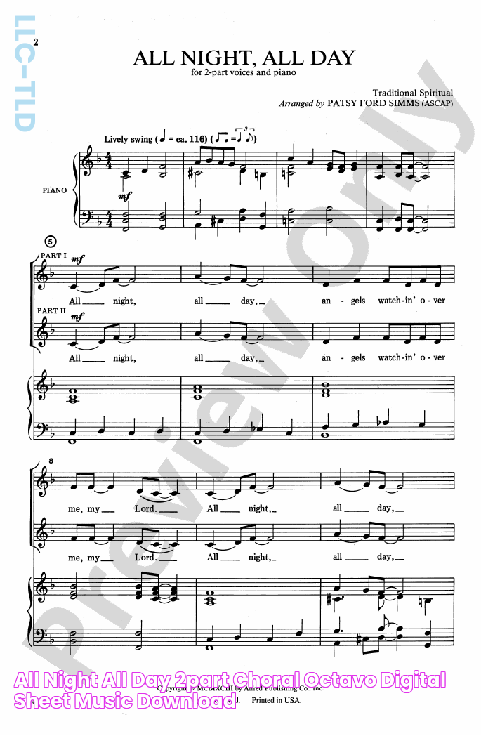 All Night, All Day 2Part Choral Octavo Digital Sheet Music Download