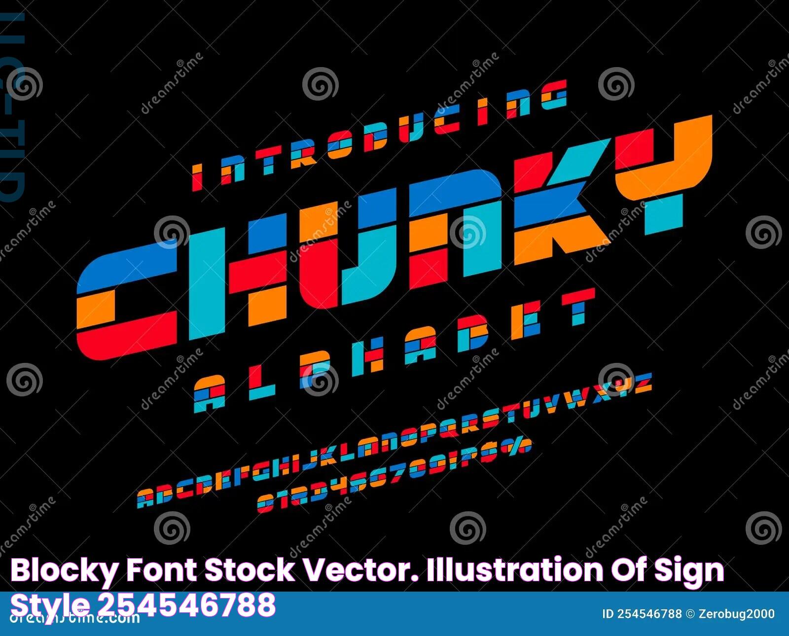 Blocky font stock vector. Illustration of sign, style 254546788