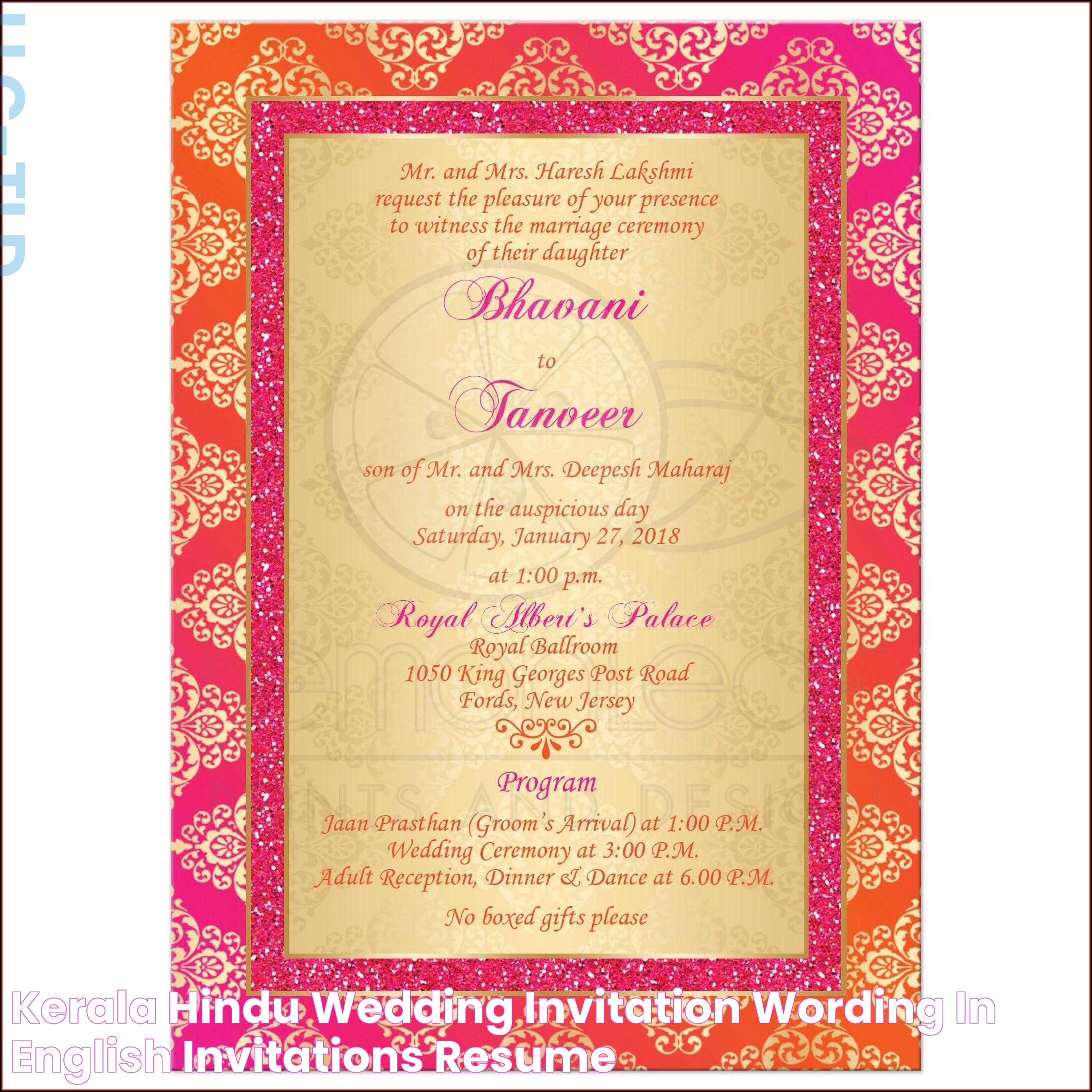 Kerala Hindu Wedding Invitation Wording In English Invitations Resume