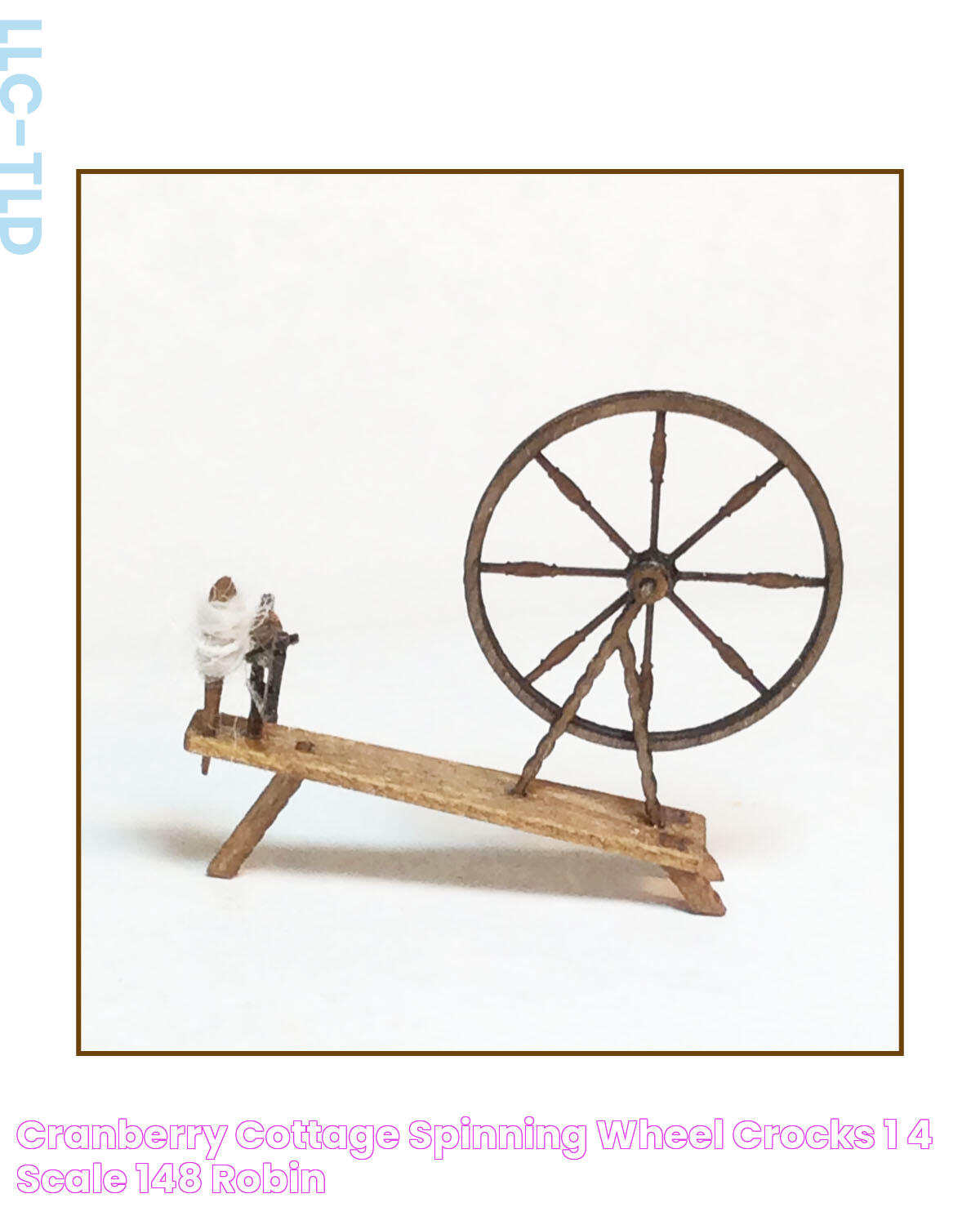 CRANBERRY COTTAGE SPINNING WHEEL & CROCKS 1/4" scale (148) Robin