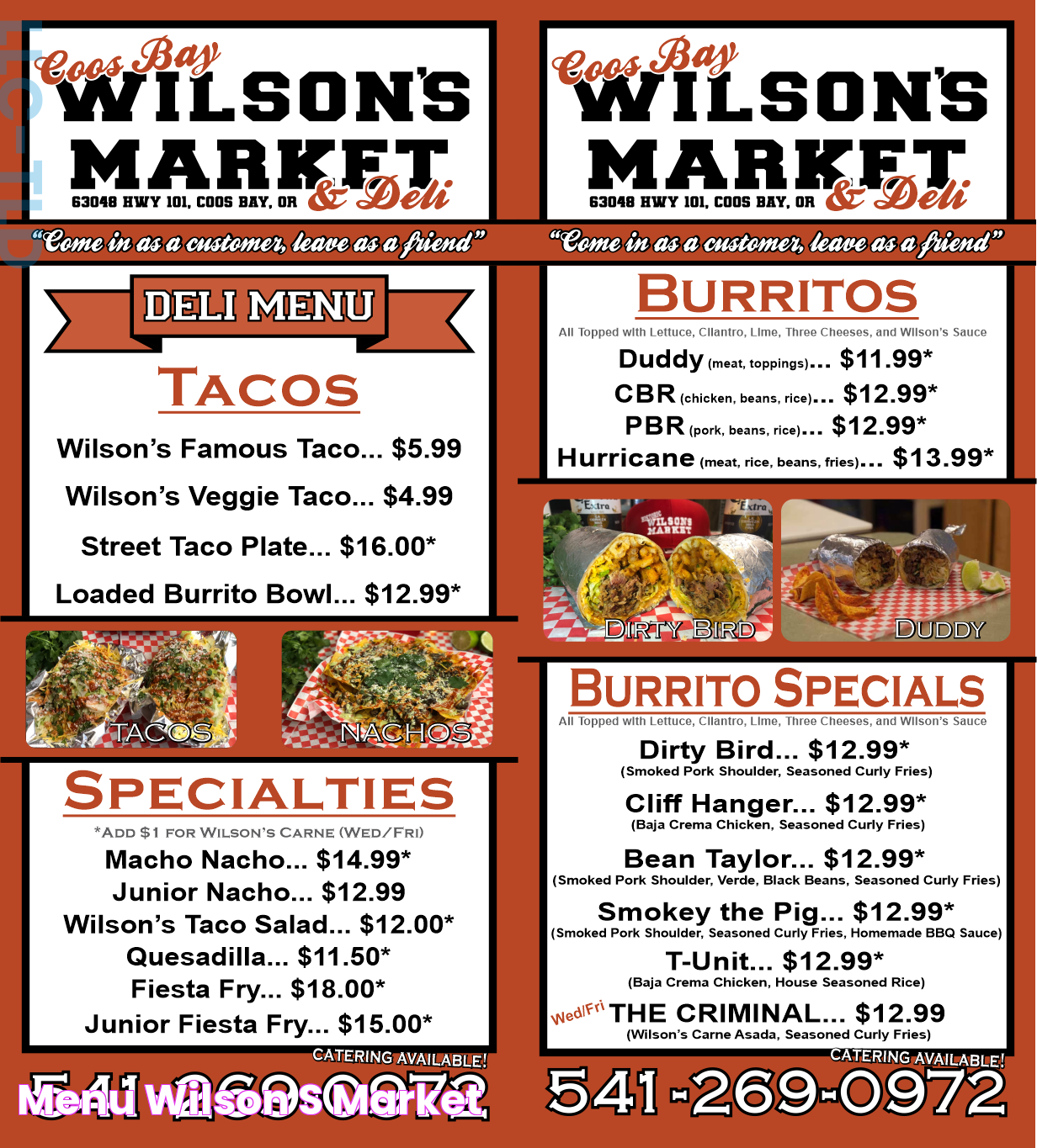 Menu — Wilson's Market