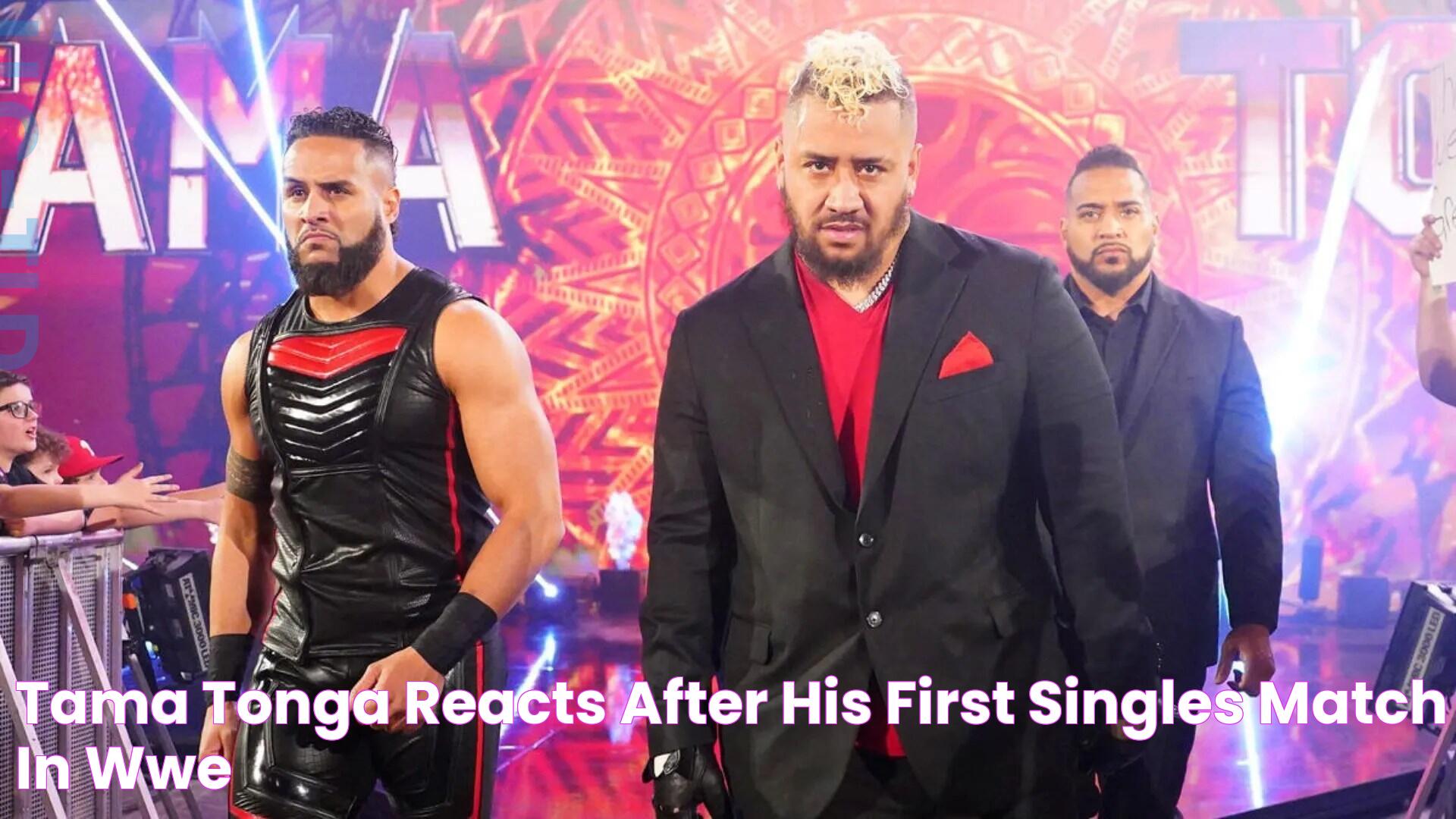 Tama Tonga reacts after his first singles match in WWE