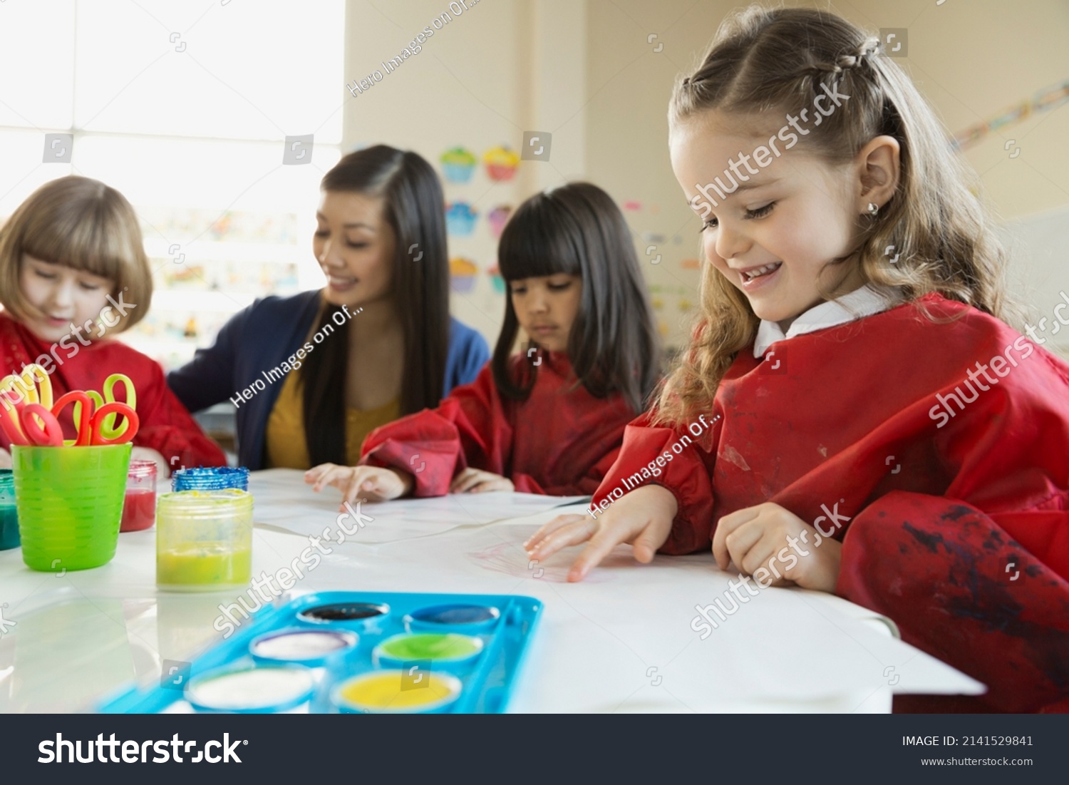 Four Girls Finger Painting Stock Photos 344 Images Shutterstock