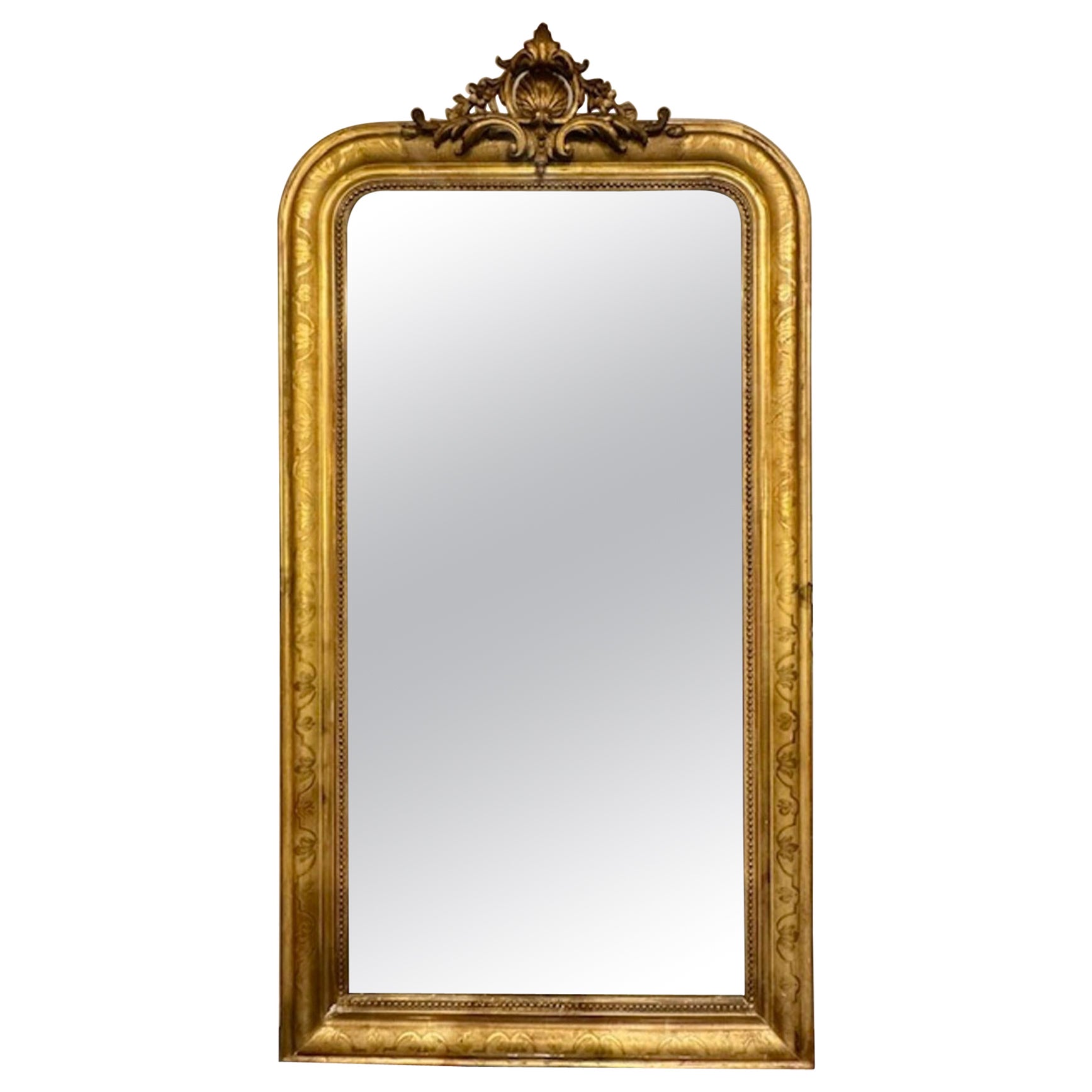 19th Century Gold Louis Philippe Mirror with Original Water Gilding