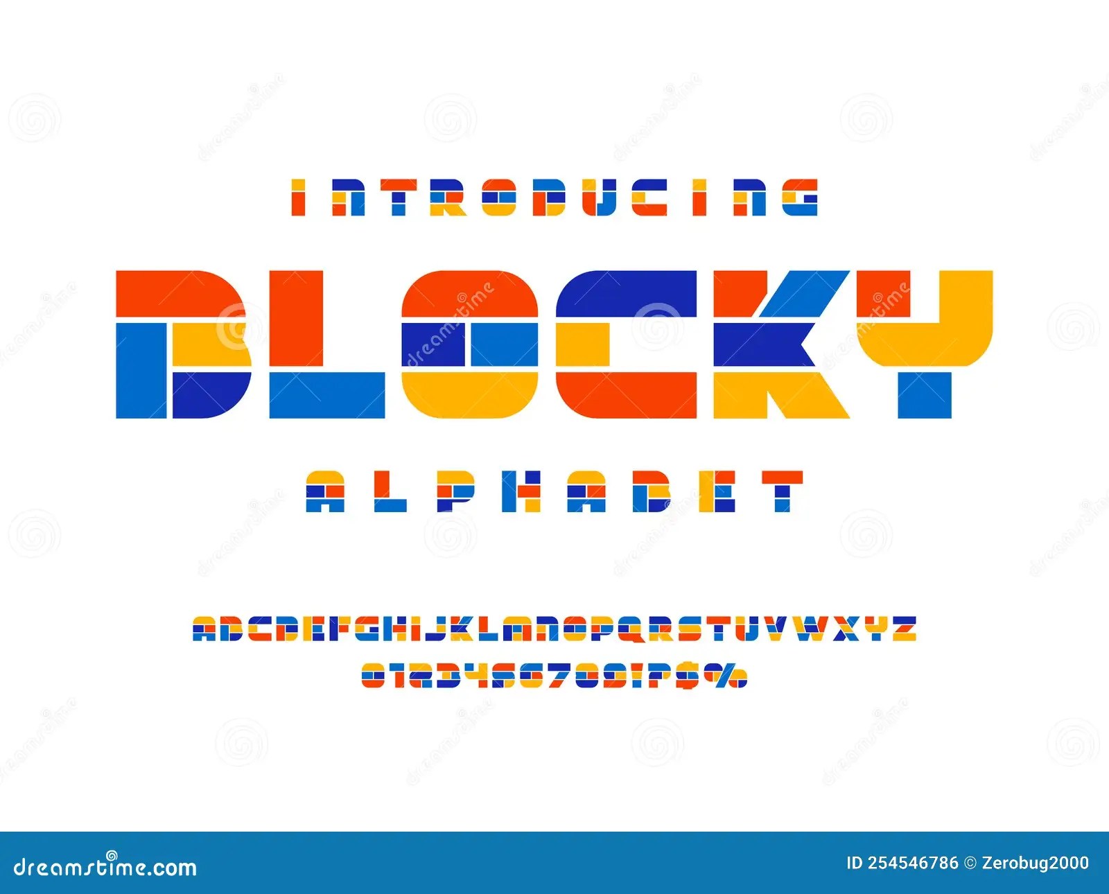 Blocky font stock vector. Illustration of concept, typographic 254546786