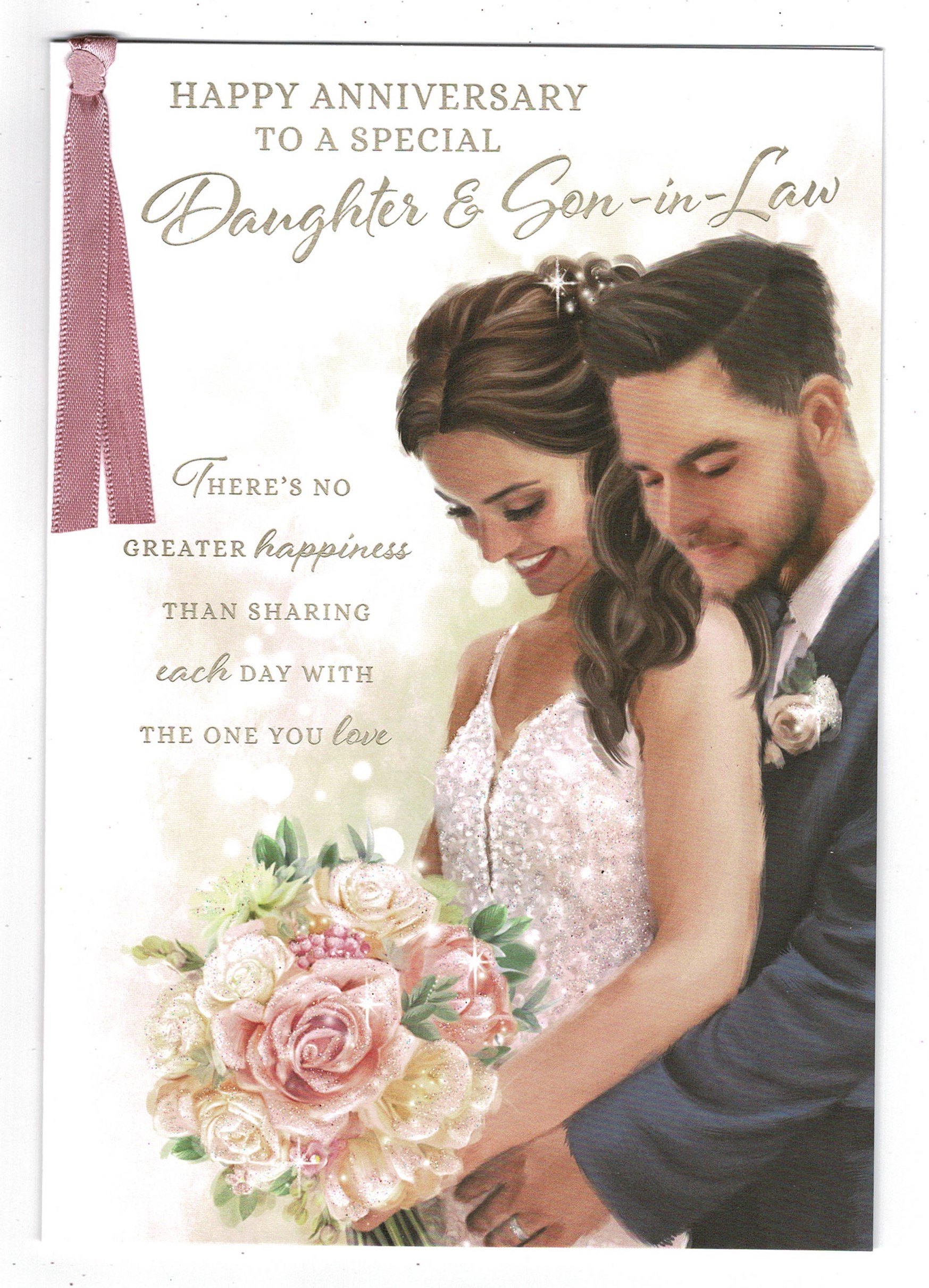 Daughter And Son In Law Anniversary Card With Sentiment Verse With