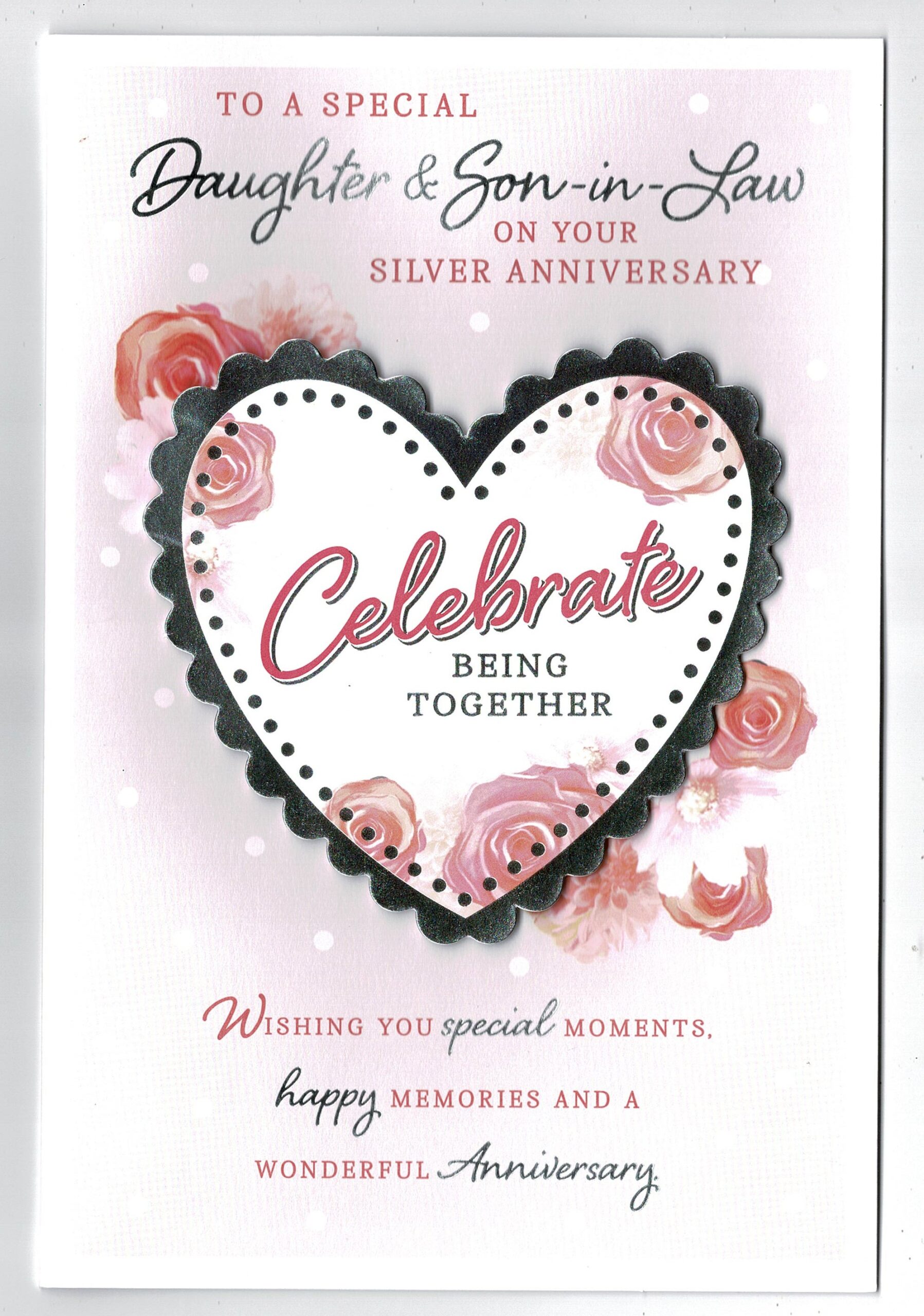 Daughter And Son In Law Silver (25th) Wedding Anniversary Card With