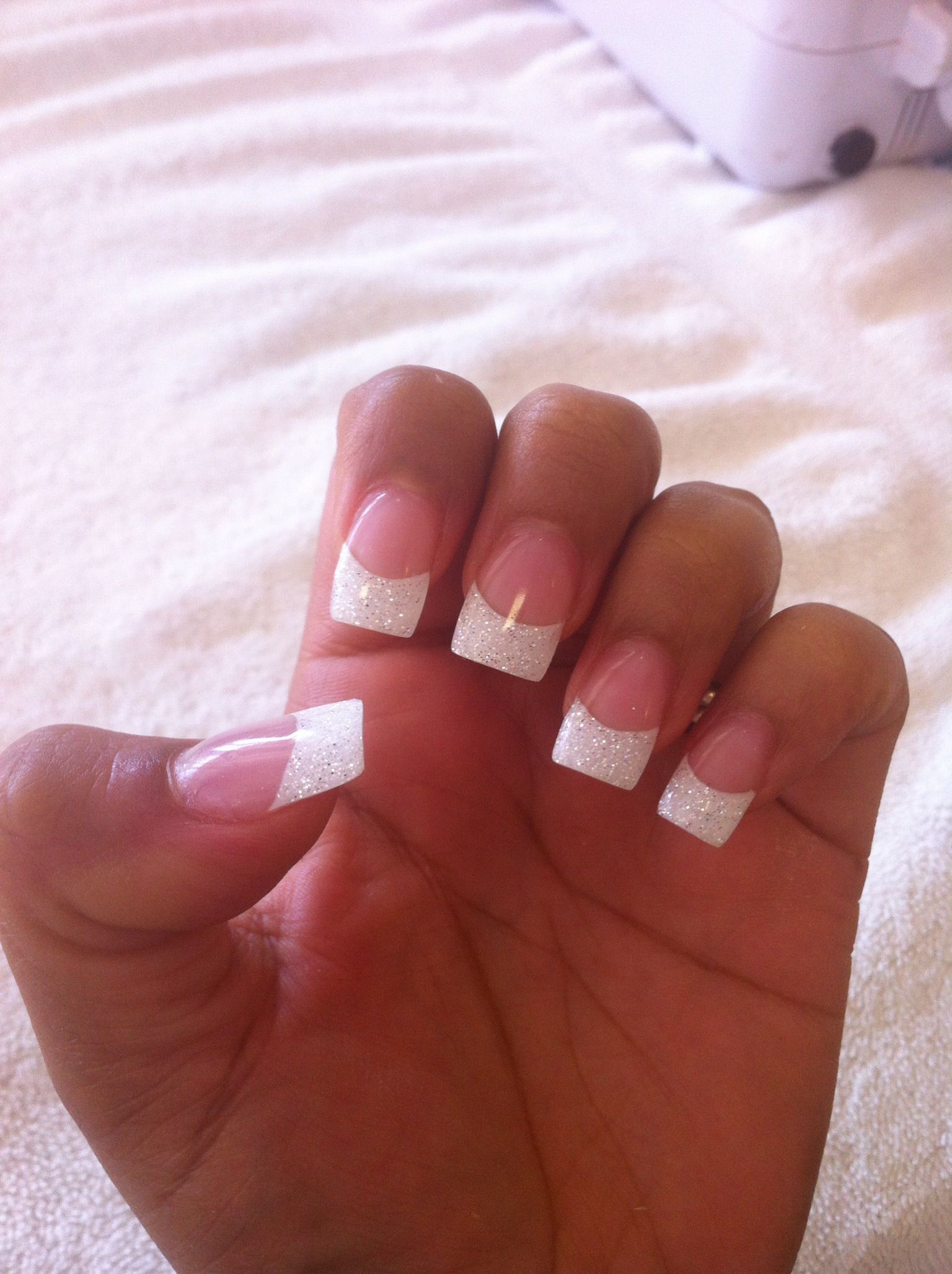 Go Bold And Stylish With White French Tip Nails With Glitter! The FSHN