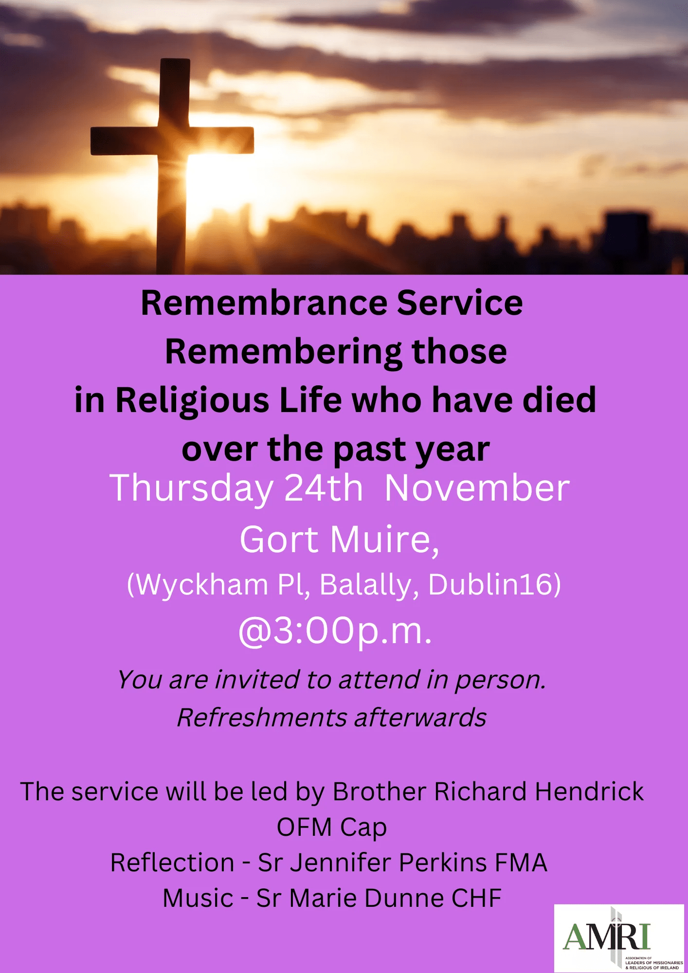 Remembrance Service Remembering all those in Religious Life who have