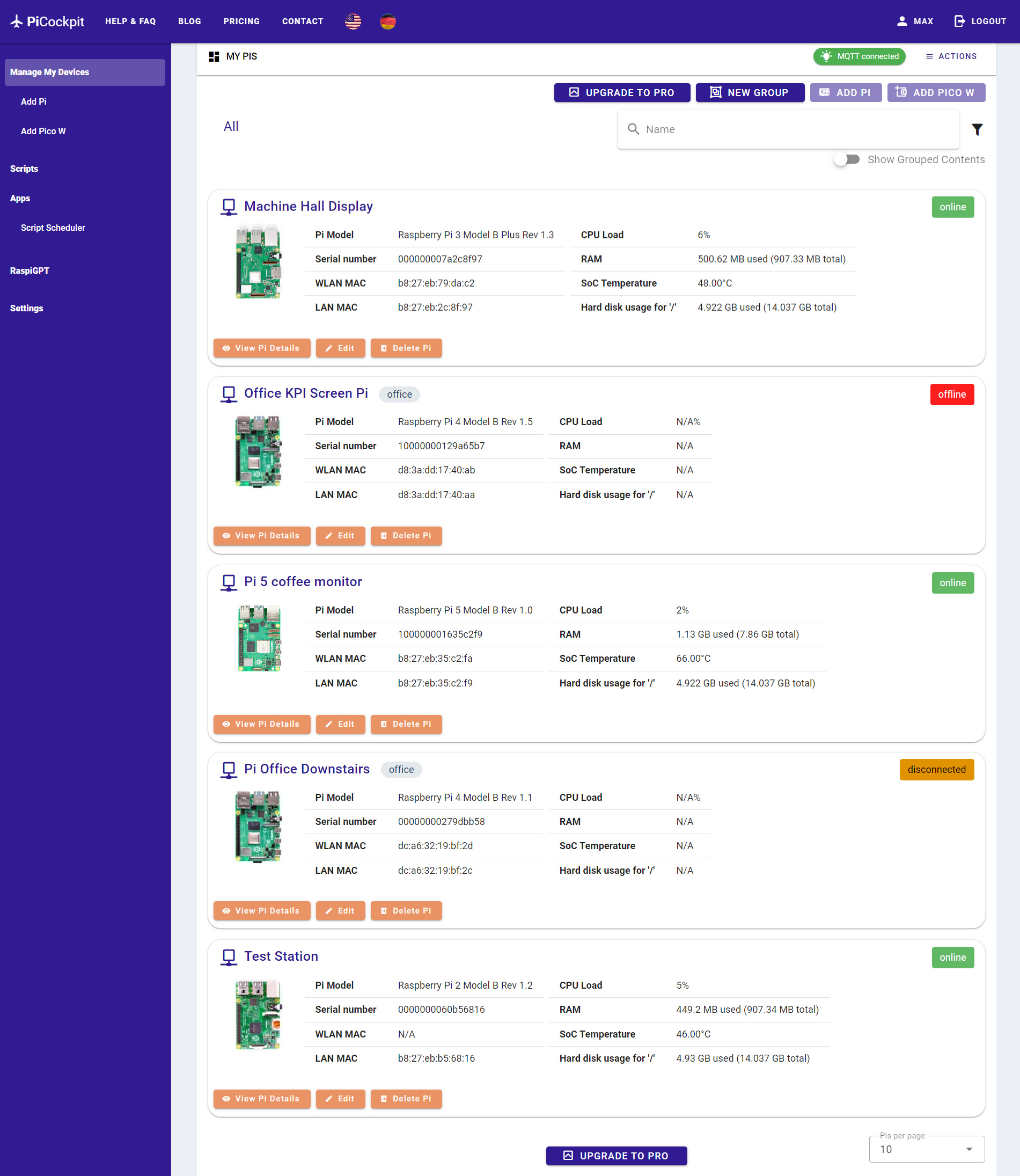 PiCockpit Innovative Web Solution for Managing Multiple Raspberry Pis