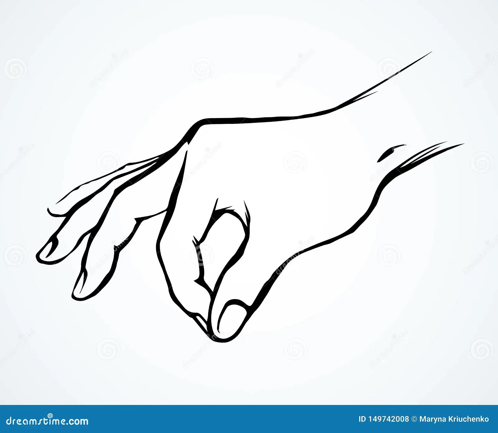 A Hand is Holding a Pinch of Salt. Vector Drawing Stock Vector