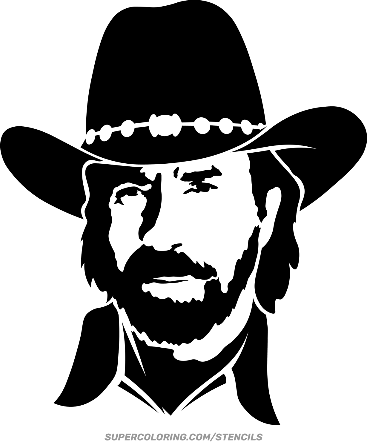 Stencil of Chuck Norris Free Printable Papercraft Templates