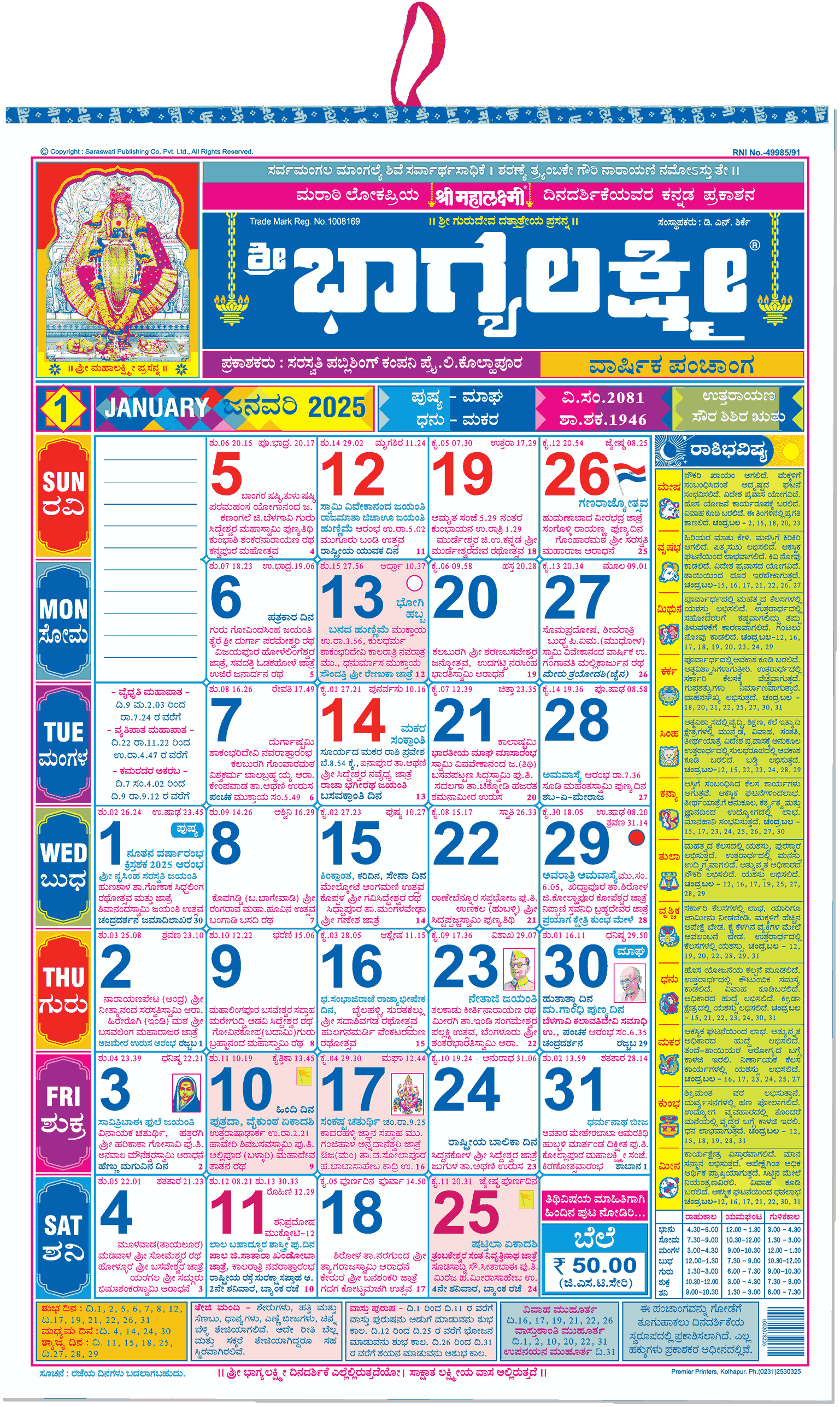 July 2025 Panchang Kannada Abbi Harmonia