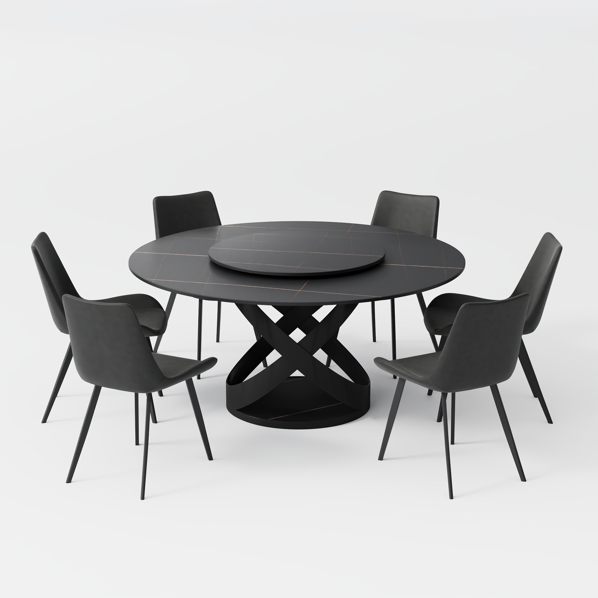 Modern Dining Table Sets Round Stone Table + 4/6 Chairs