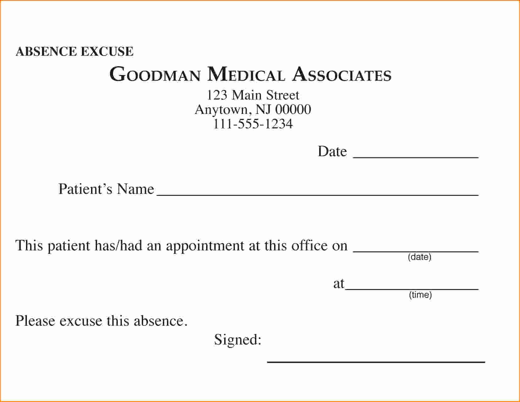 30 Dr Excuses for Work Example Document Template