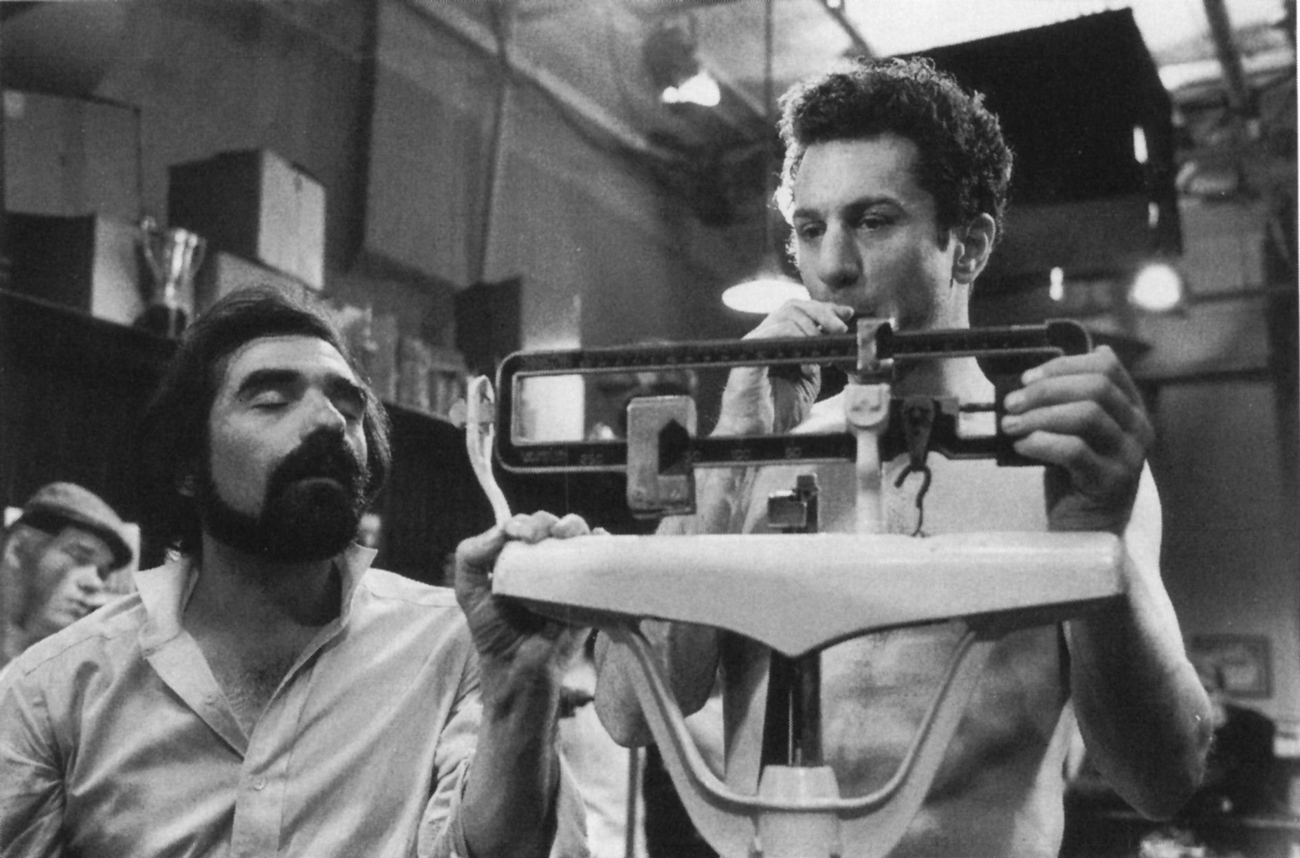 Martin Scorsese and Robert De Niro on the set of "Raging Bull", 1980