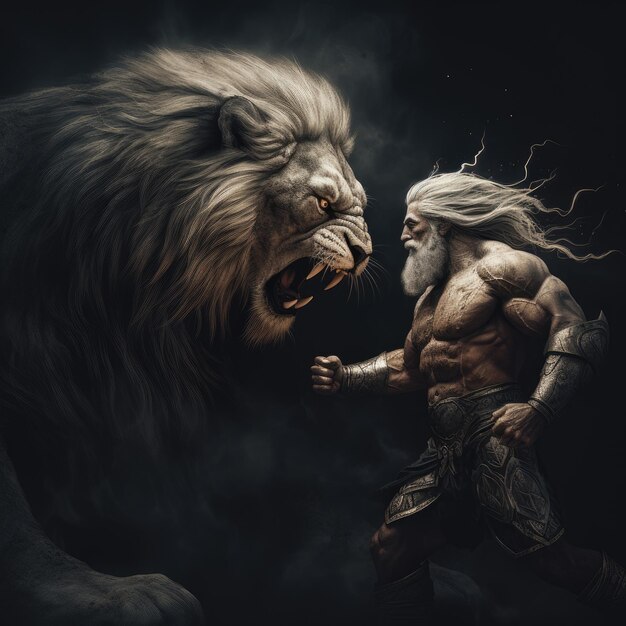 Premium AI Image Clash of the Titans A Striking Monochrome Showdown