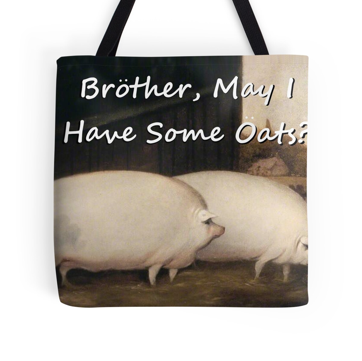 "Brother, may I have some Oats? Pig Meme" Tote Bags by QUAZZIMODO619