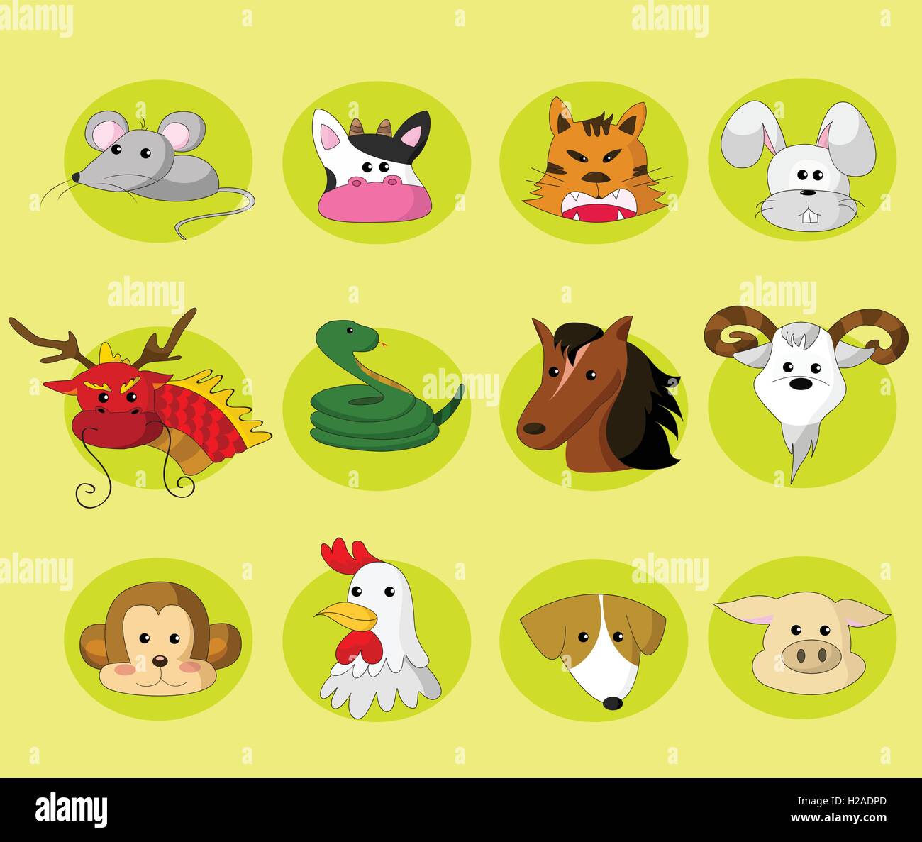 Chinese Zodiac set Stock Vector Image & Art Alamy