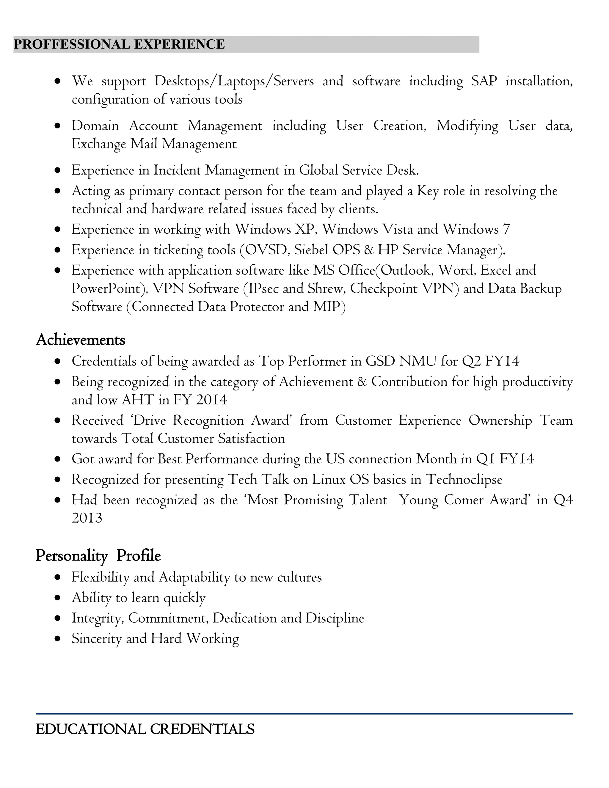 Dhanush resume PDF